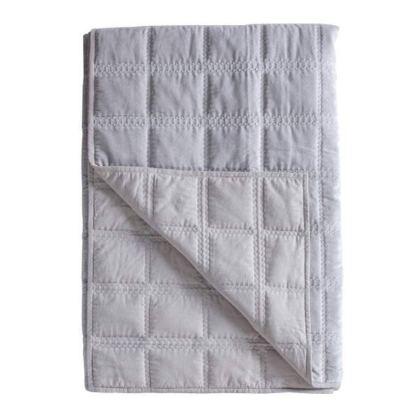 Quilted Cotton Velvet Bedspread - Grey