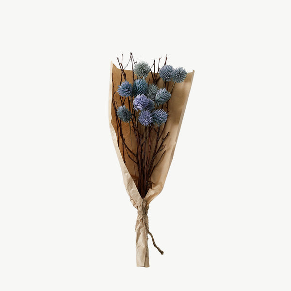 Dried Thistle Bundle in Paper Wrap - Blue