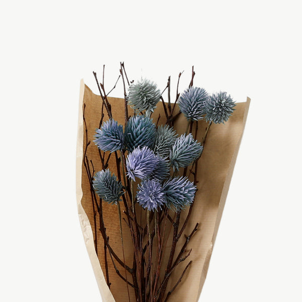 Dried Thistle Bundle in Paper Wrap - Blue