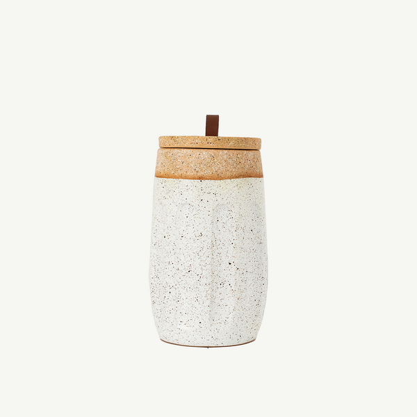 Ceramic Pot with Lid - White Natural