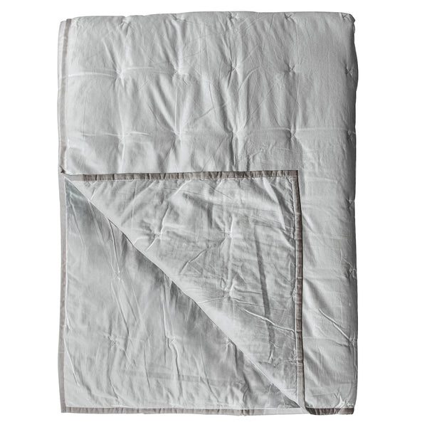 Cotton Stitch Bedspread - White Silver