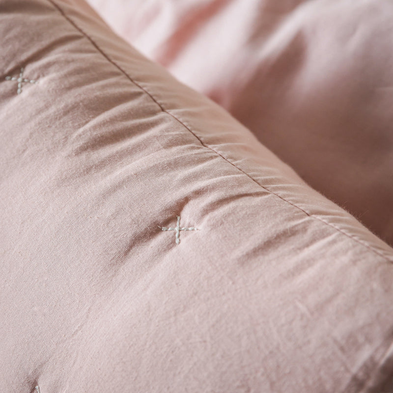 Cotton Stitch Cushion - White Blush