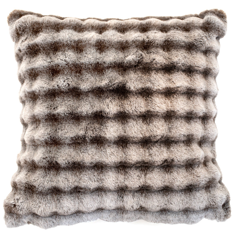 Extreme Soft Textured Cushion In Faux Rabbit Taupe