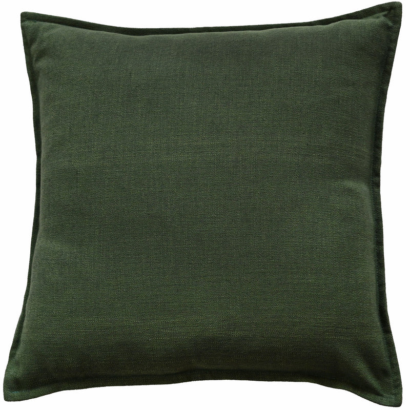 Poly Linen Mix With Flange Dk Green Cushion