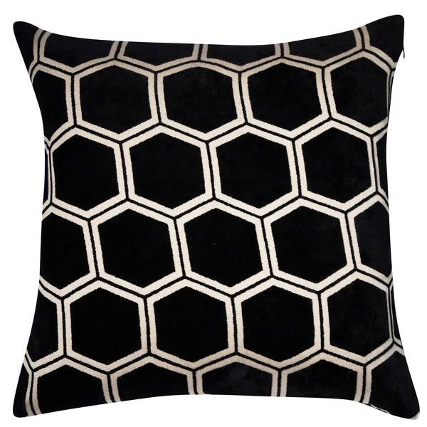 Large Hexagon Cut Velvet Black
