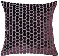 Large Hex Cut Velvet Aubergine Cushion