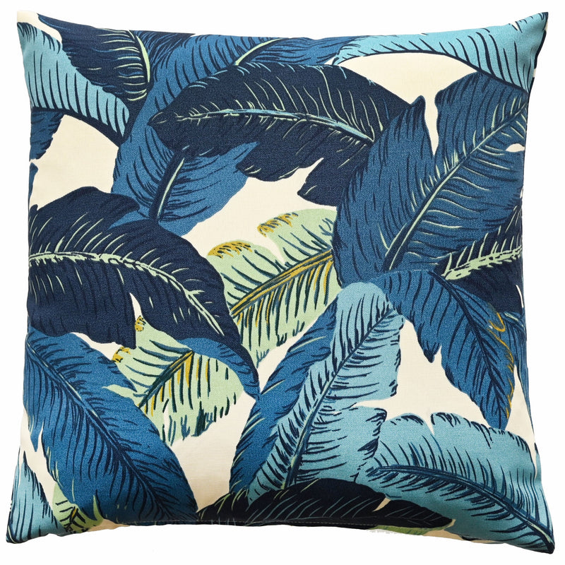 Outdoor Cushion Blue Leaves
