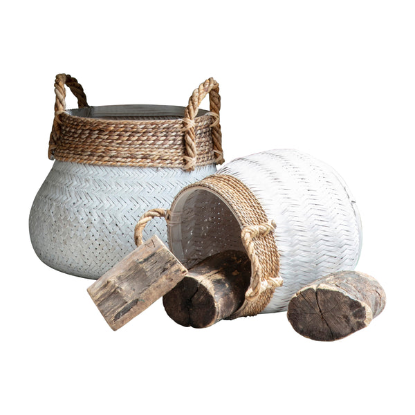 Orinoco Bamboo Basket - White (Set of 2)