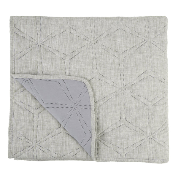 Linen Look Hexagonal Quilt Grey