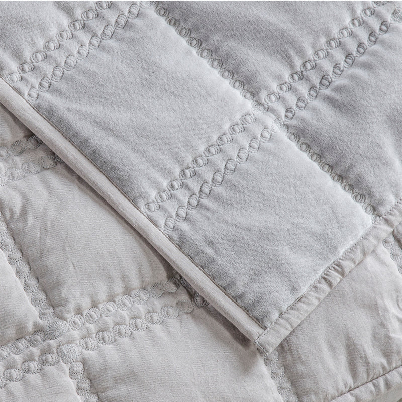 Quilted Cotton Velvet Bedspread - Grey