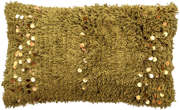 Textured Moroccon Sequin Cushion Olive