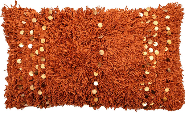 Textured Moroccon Sequin Cushion Rust