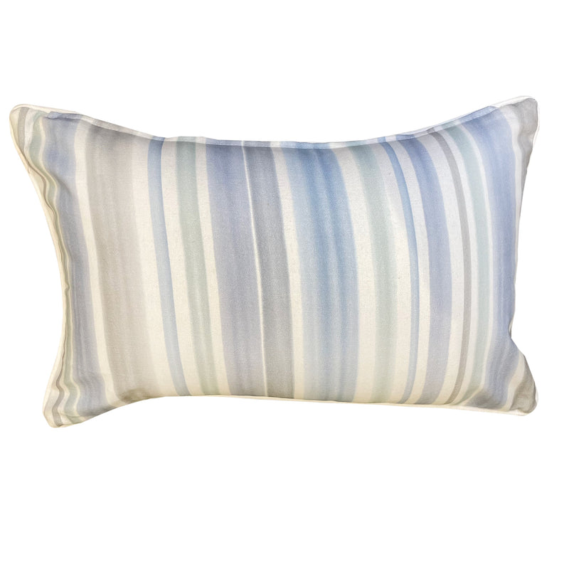 Blooming Floral Print Blue With Stripe Reverse Cushion