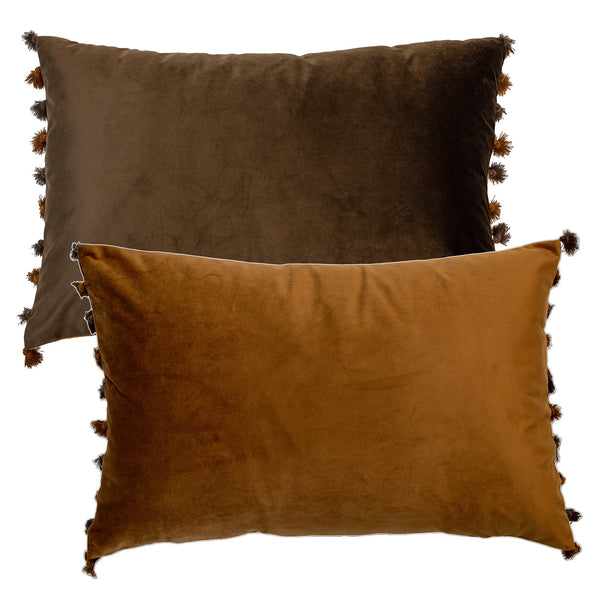 Double Sided Velvet With Fringes Coffee/Tan
