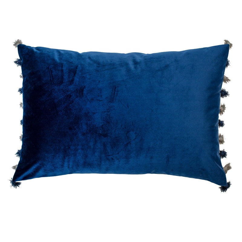Double Sided Velvet With Fringes Navy/Grey
