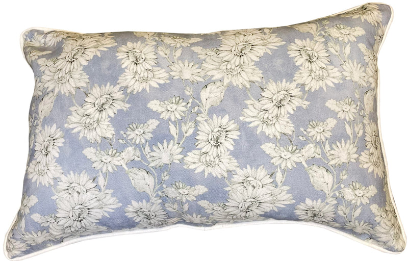 Blue Ditsy Floral Print With Stripe Reverse Cushion