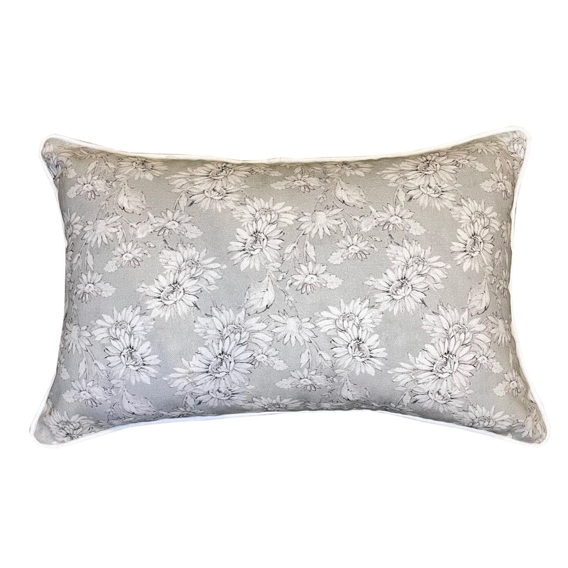 Ditsy Taupe Floral With Stripe Reverse Cushion