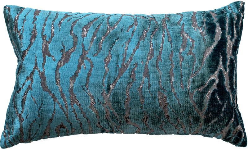 Lightning Lines In Teal Cushion