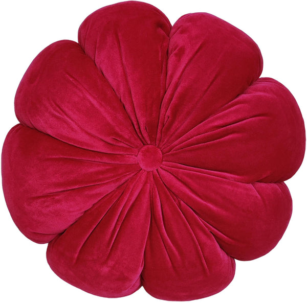 Floral Shaped Cushion In Cotton Velvet Fuschia