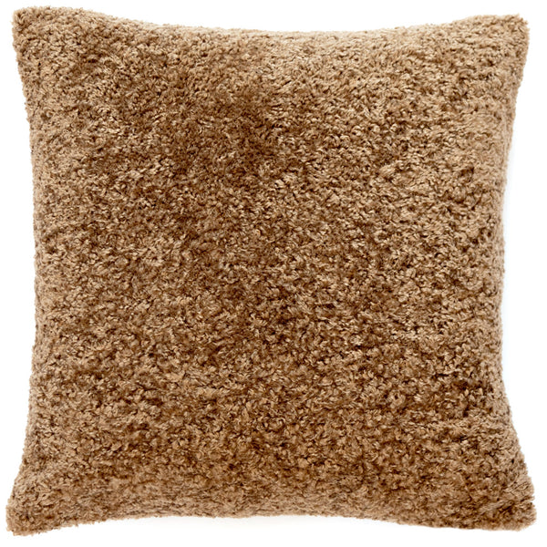 Textured Brown Faux Fur Cushion