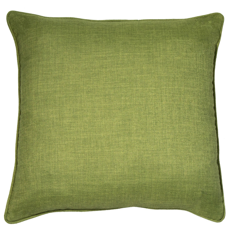 Textured Faux Linen Piped Linen Green Cushion