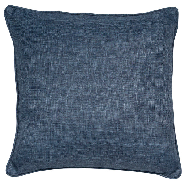 Textured Faux Linen Piped Navy Cushion