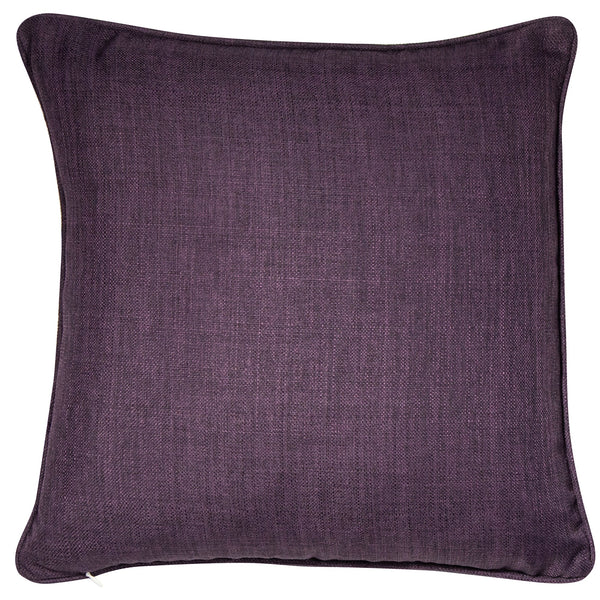 Textured Faux Linen Piped Linen Purple Cushion