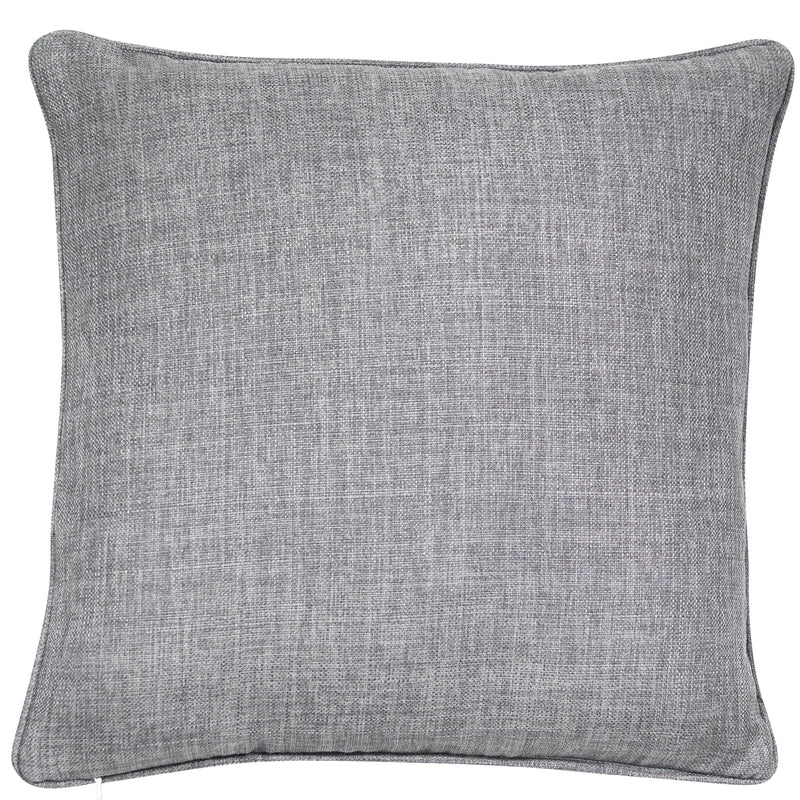 Textured Faux Linen Piped Silver Cushion