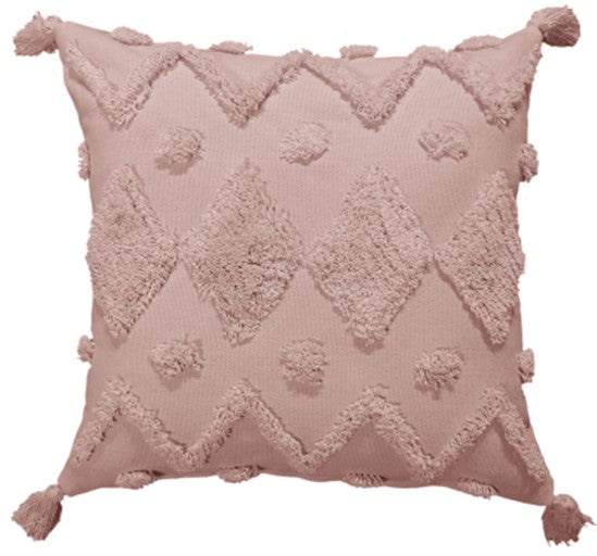 Cotton Tufted Woven Cushion Pink
