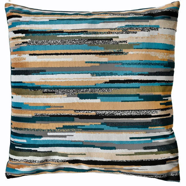 Multi Stripe Cut Velvet Cushion