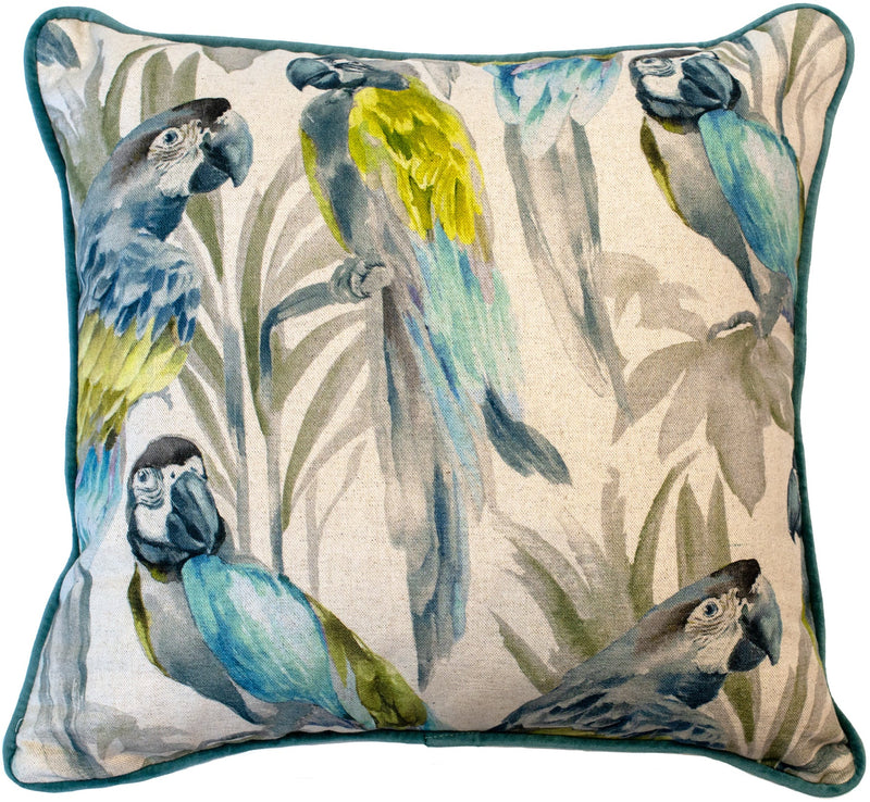 Printed Parrots In Turq Cushion