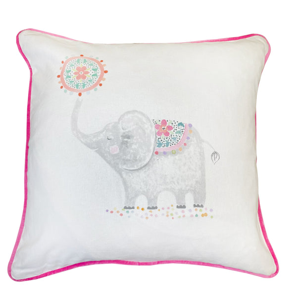 Childrens Elephant Print With Dotty Reverse Cushion