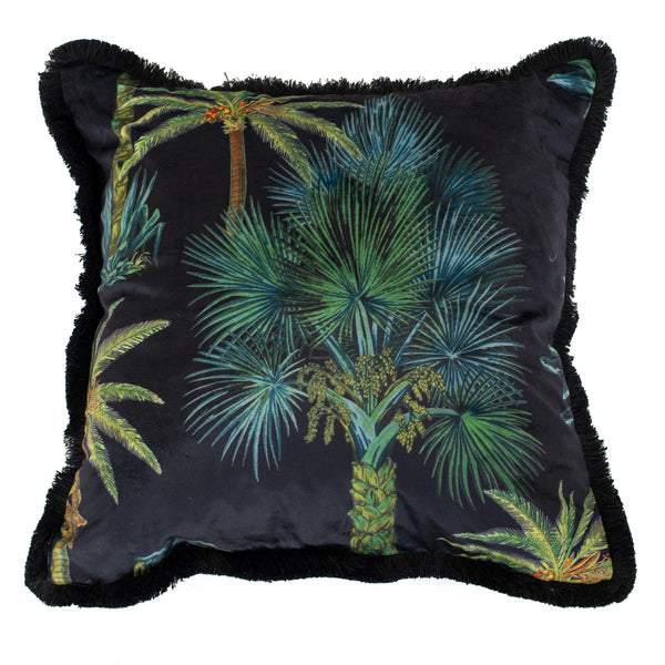 Palm Trees On Black With Fringes