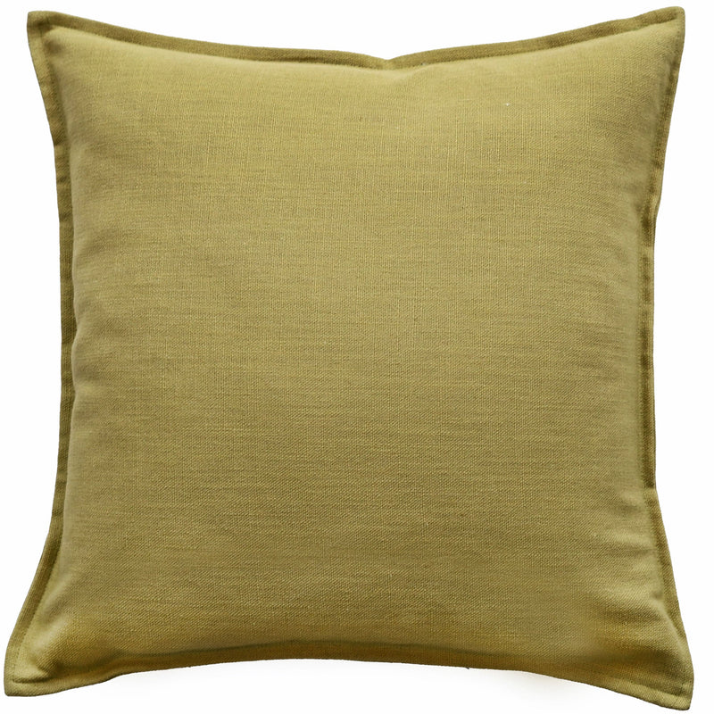 Poly Linen Mix With Flange Leaf Green Cushion
