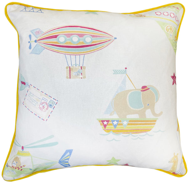 Childrens Transport Print With Starry Reverse Cushion