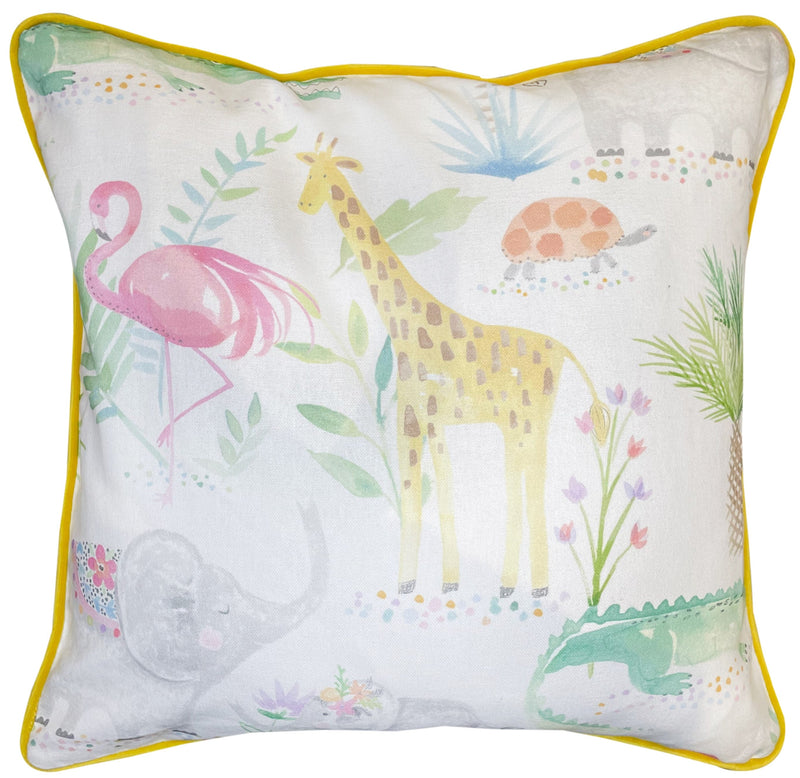 Childrens Zoo Print With Dotty Reverse Cushion
