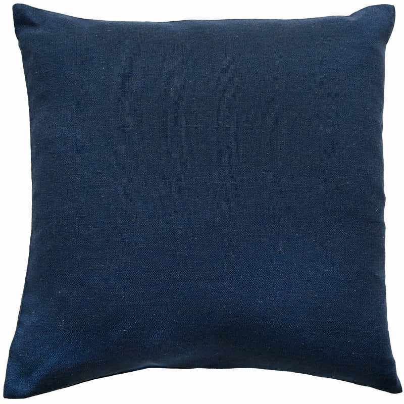 Floral Print On Blue Faux Linen Base Cushion
