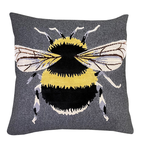 Emb Bee Cushion On Grey Felt