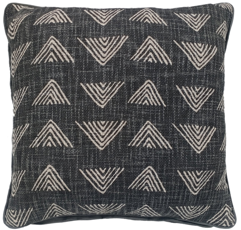 Triangle Print On Loose Weave Black Cushion