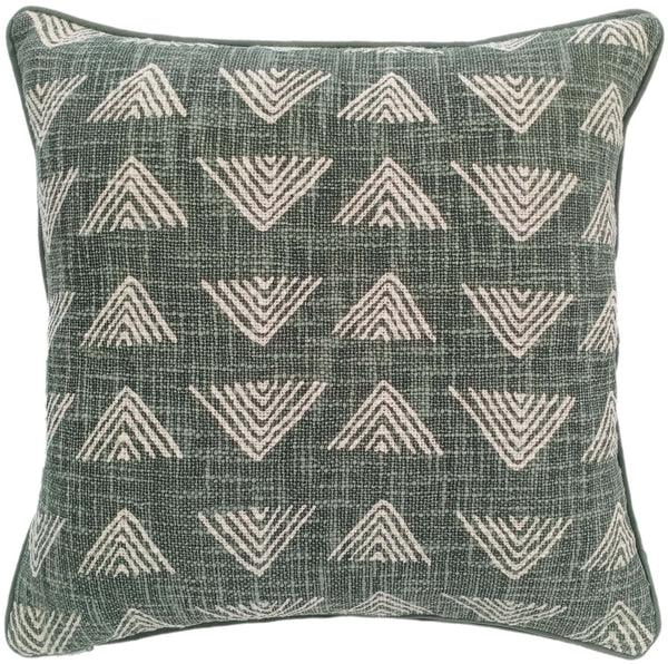 Triangle Print On Loose Weave Green Cushion