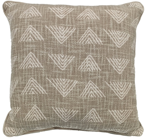 Triangle Print On Loose Weave Taupe Cushion
