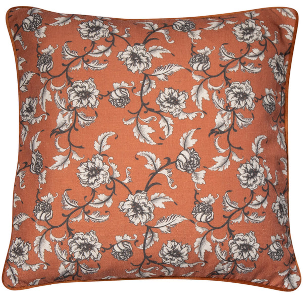 Classic Floral Printed Orange Cushion