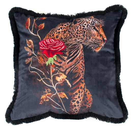 Tiger Print With Embroidered Rose