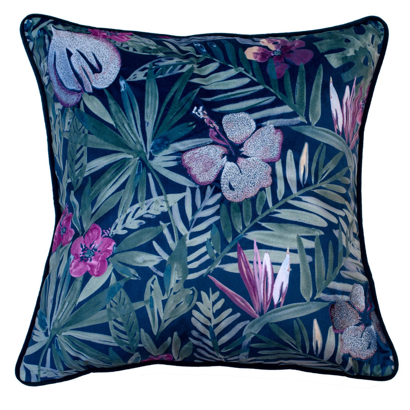 Tropical Florals In Pinks And Blues Cushion