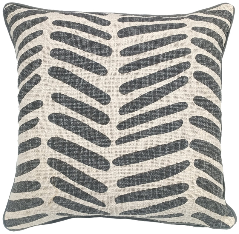 Broken Line Print On Loose Weave Black Cushion