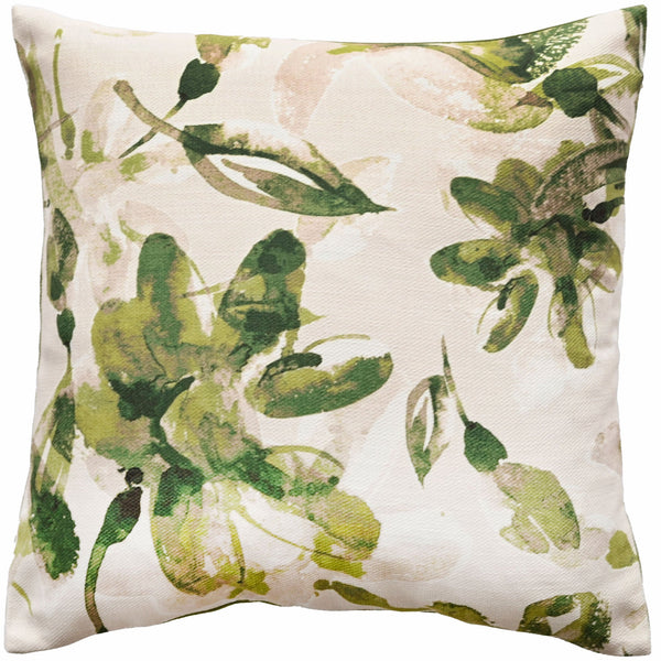 Olive Floral Water Colour On Recycle Cushion