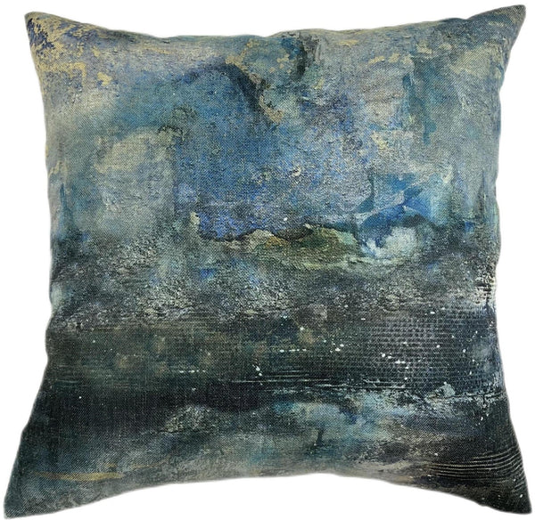Blue Washed Out Abstract Cushion