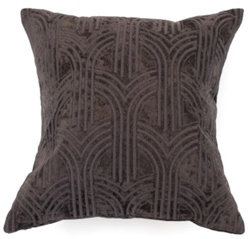 Velvet Art Deco Arches Emb Charcoal Cushion