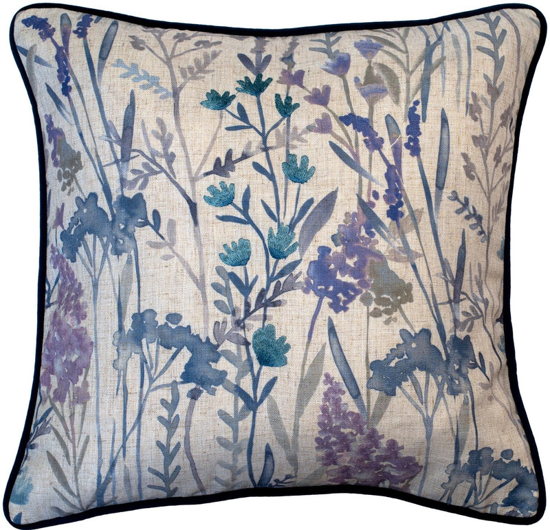 Pretty Floral Emb In Lilac And Blue Cushion