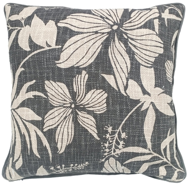 Floral Print On Loose Weave Black